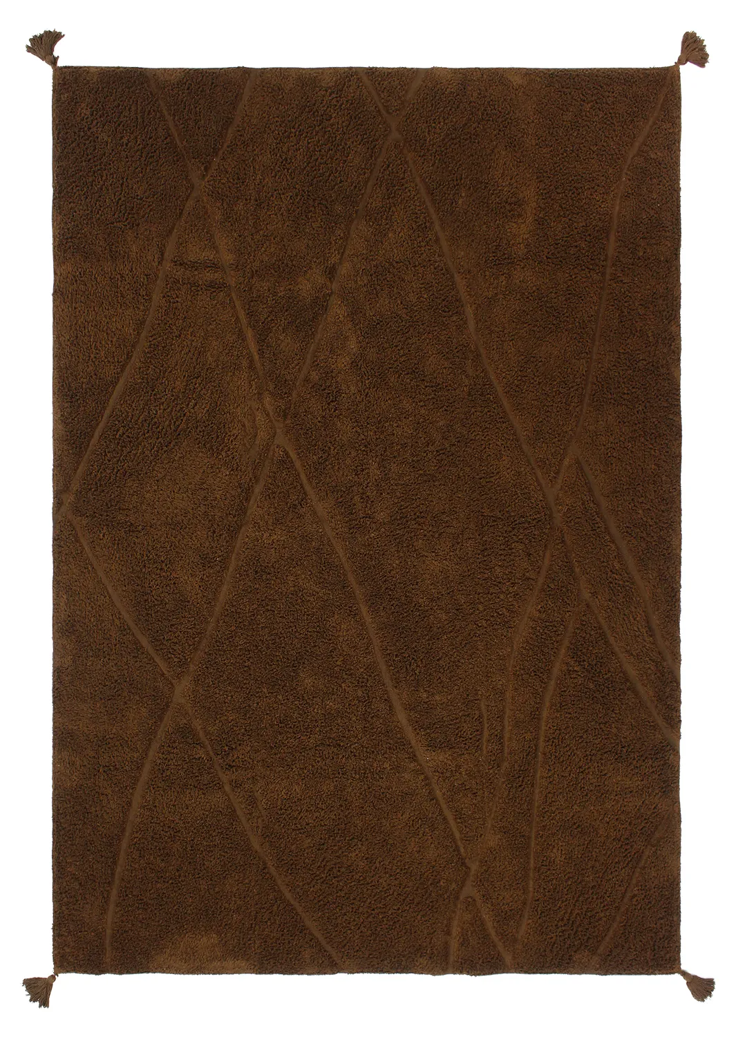 Hoogpolig vloerkleed - Andrea Natural Cotton Shaggy (bruin)