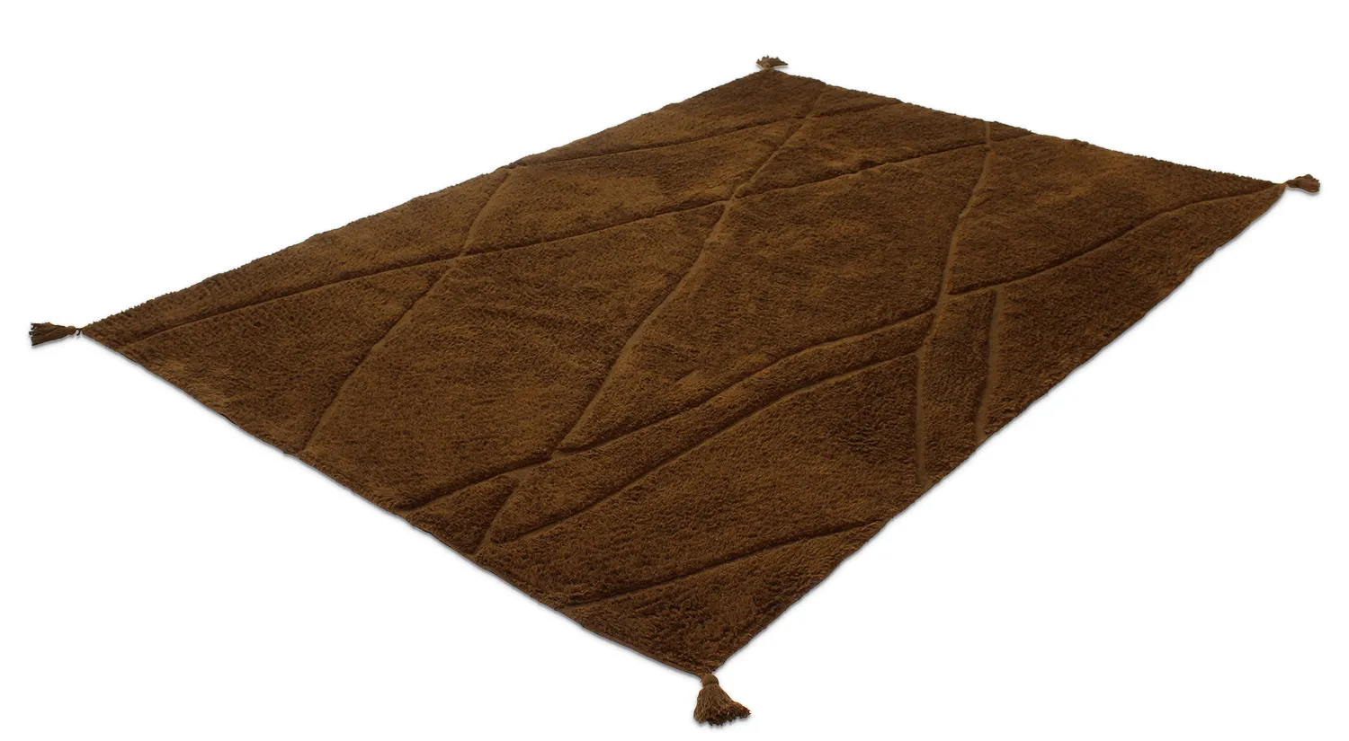 Hoogpolig vloerkleed - Andrea Natural Cotton Shaggy (bruin)