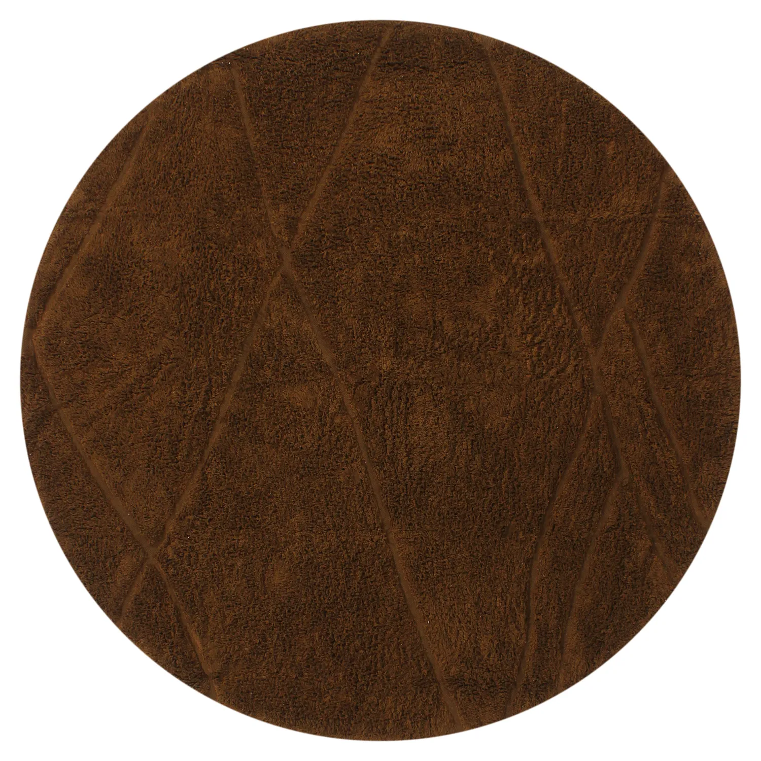 Ronde vloerkleden - Andrea Natural Cotton Shaggy (bruin)