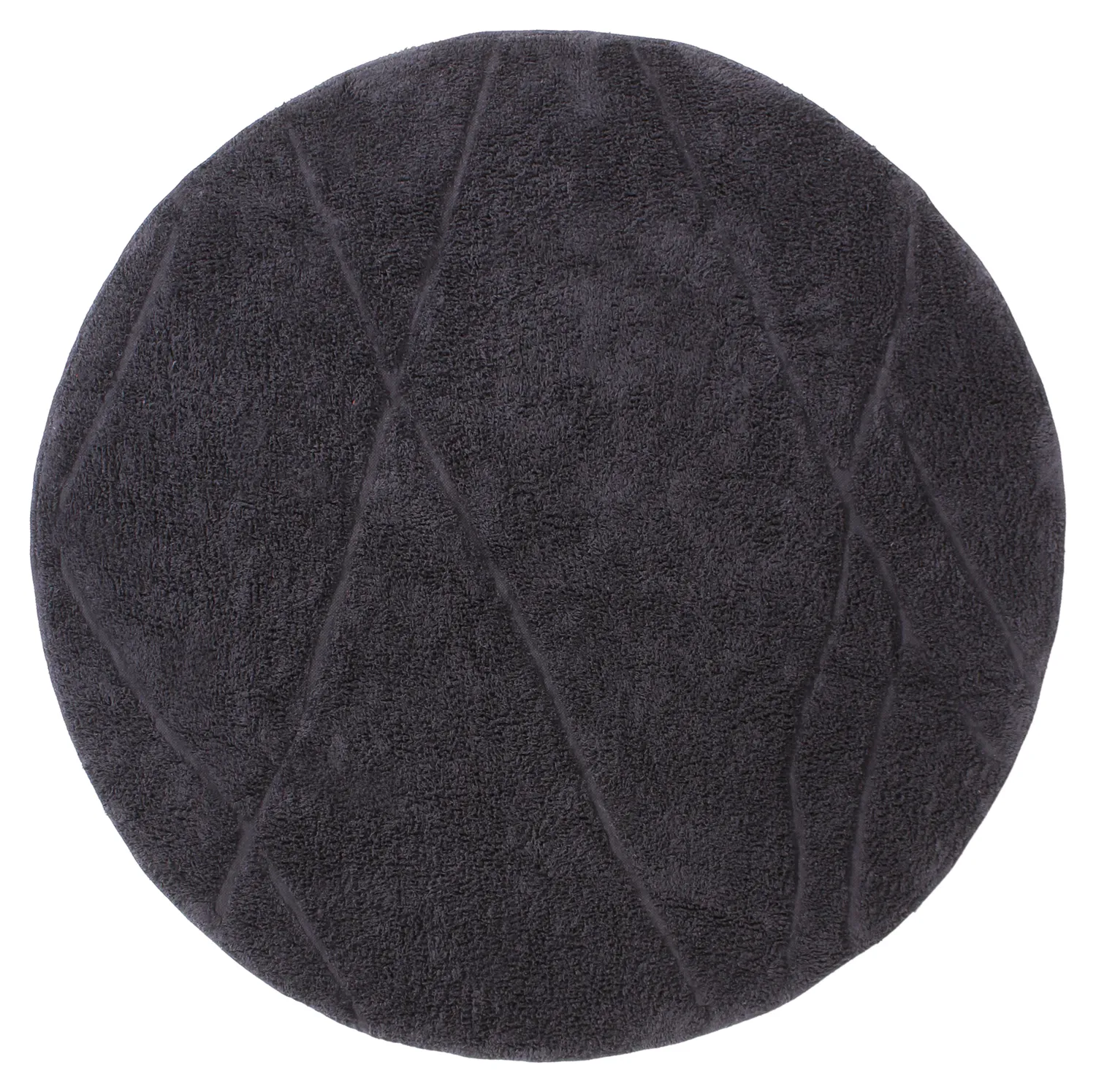 Ronde vloerkleden - Andrea Natural Cotton Shaggy (zwart)