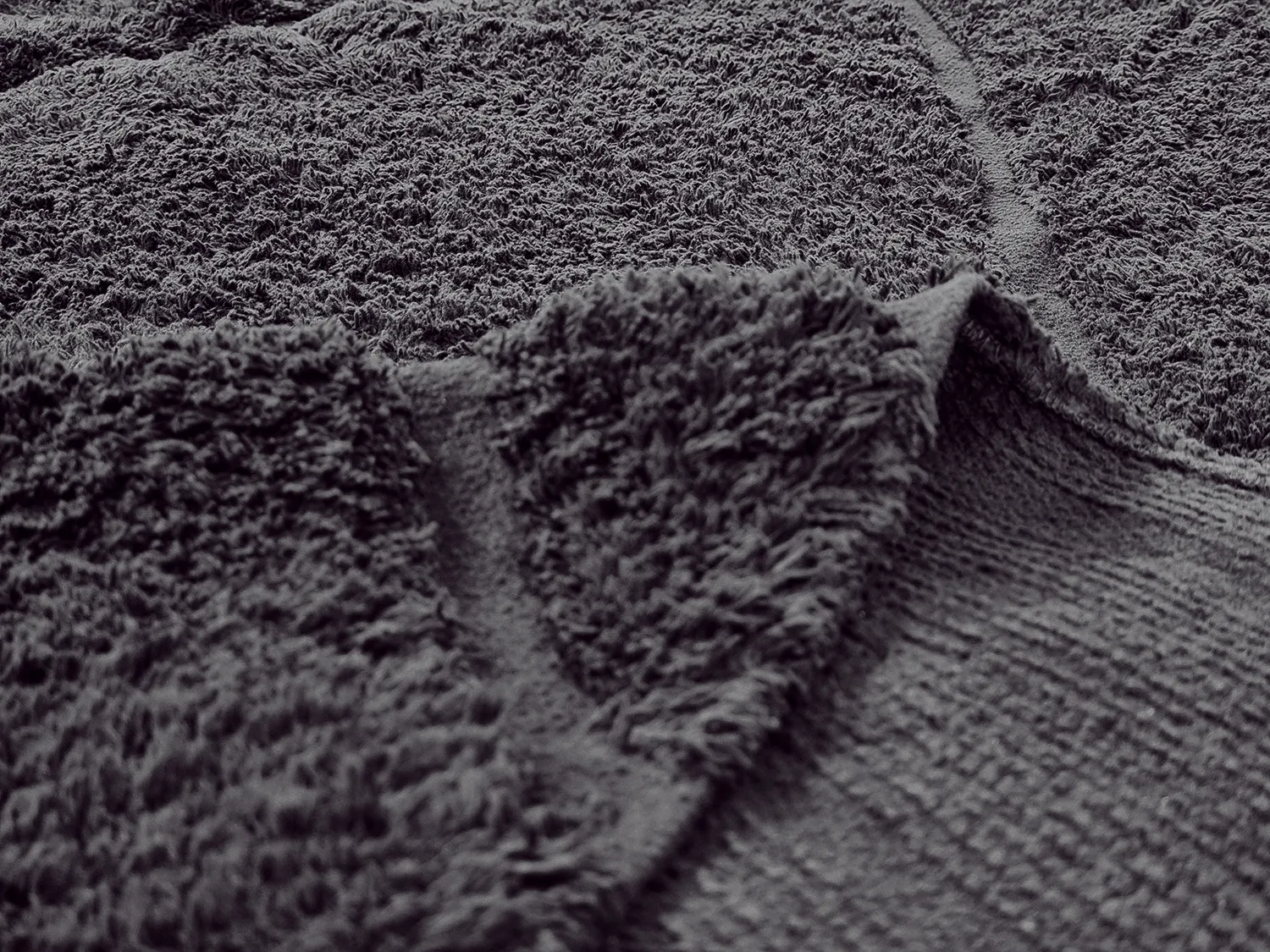 Ronde vloerkleden - Andrea Natural Cotton Shaggy (zwart)