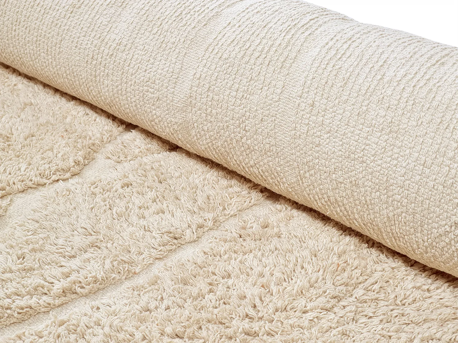 Ronde vloerkleden - Andrea Natural Cotton Shaggy (beige)