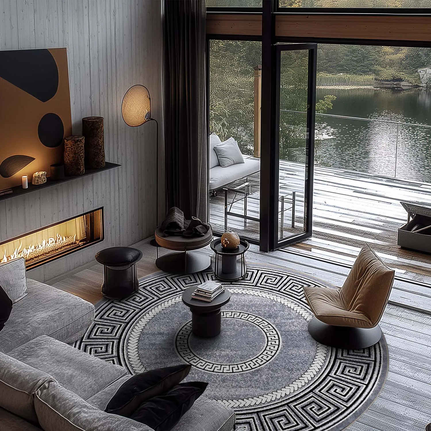 Rond vloerkleed - Ankara Versace (grijs)