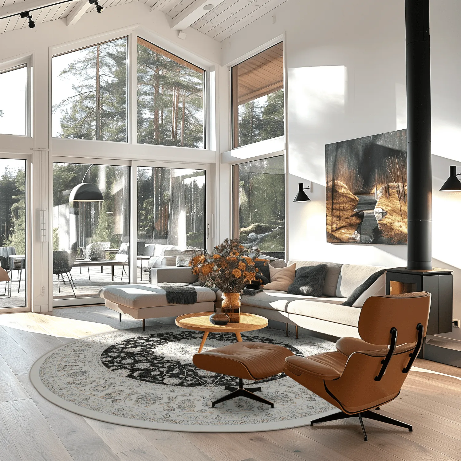 Rond vloerkleed - Arabella (zwart)