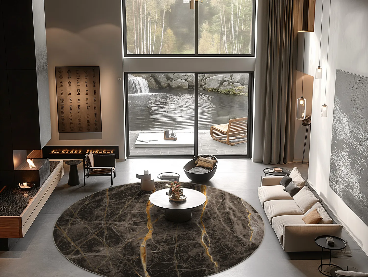 Rond vloerkleed - Aris (zwart/goud)