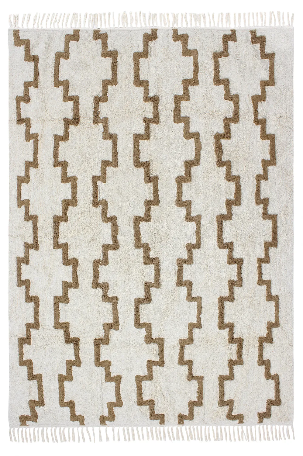 Hoogpolig vloerkleed - Arlon Natural Cotton Shaggy (beige)