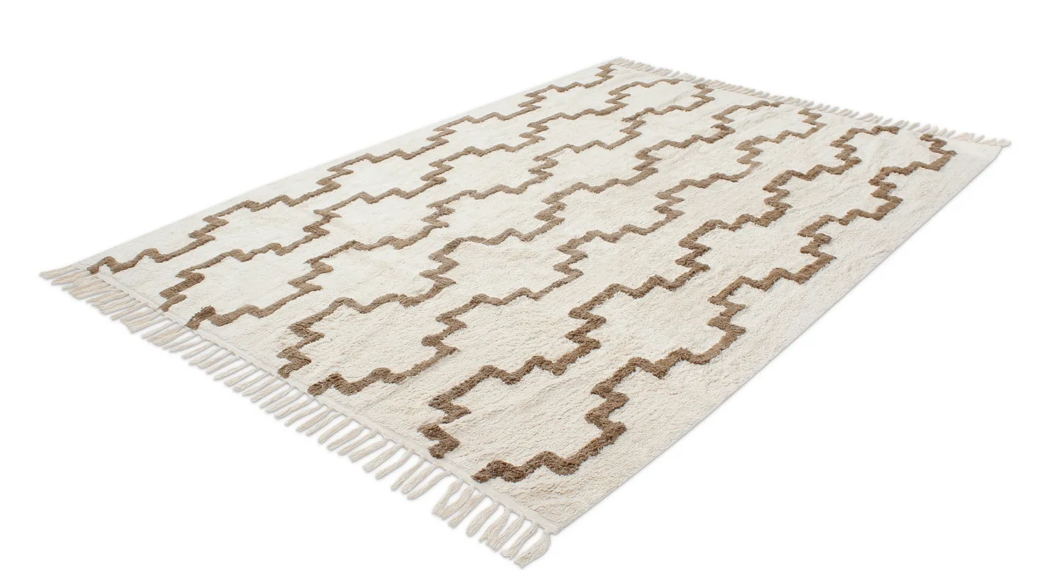 Hoogpolig vloerkleed - Arlon Natural Cotton Shaggy (beige)