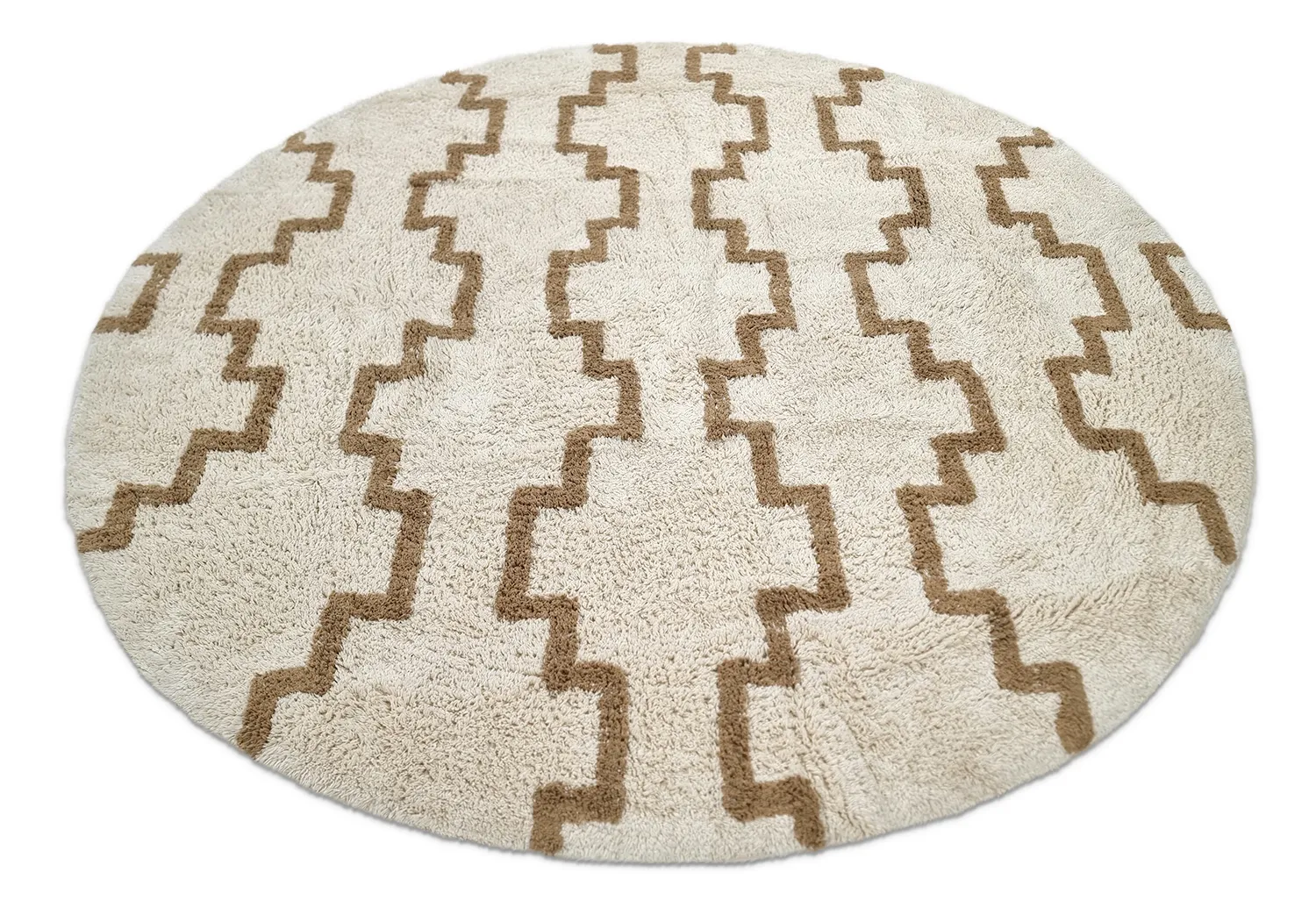 Ronde vloerkleden - Arlon Natural Cotton Shaggy (beige)