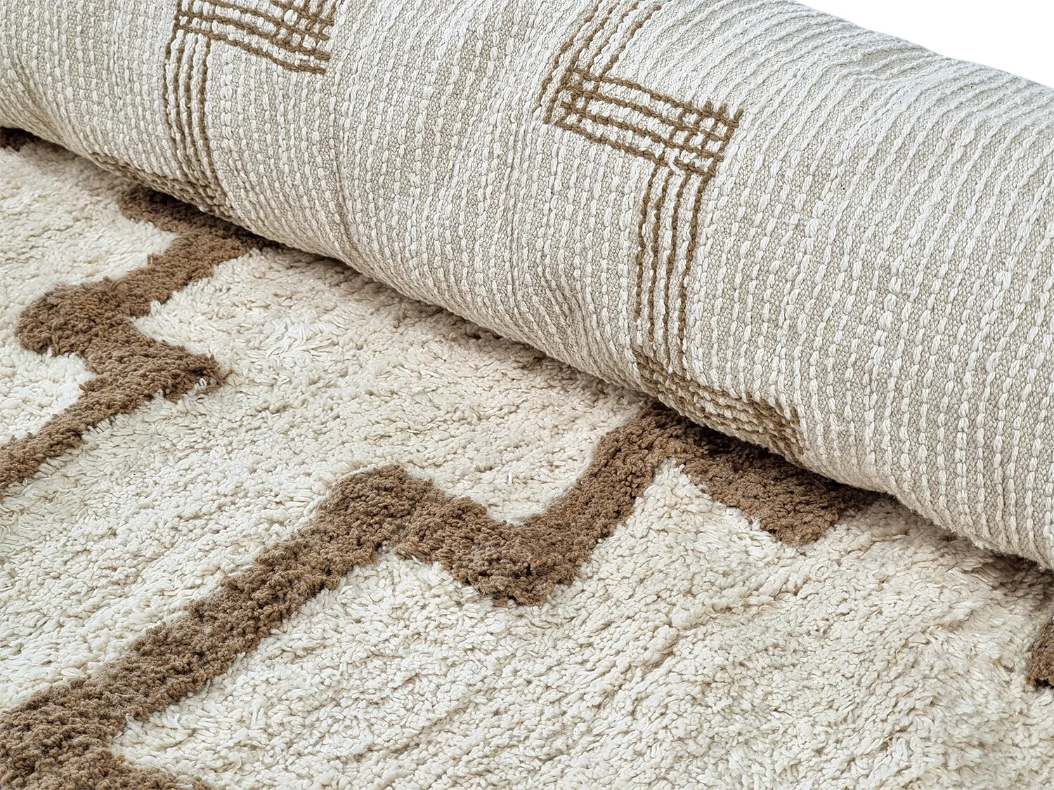 Ronde vloerkleden - Arlon Natural Cotton Shaggy (beige)