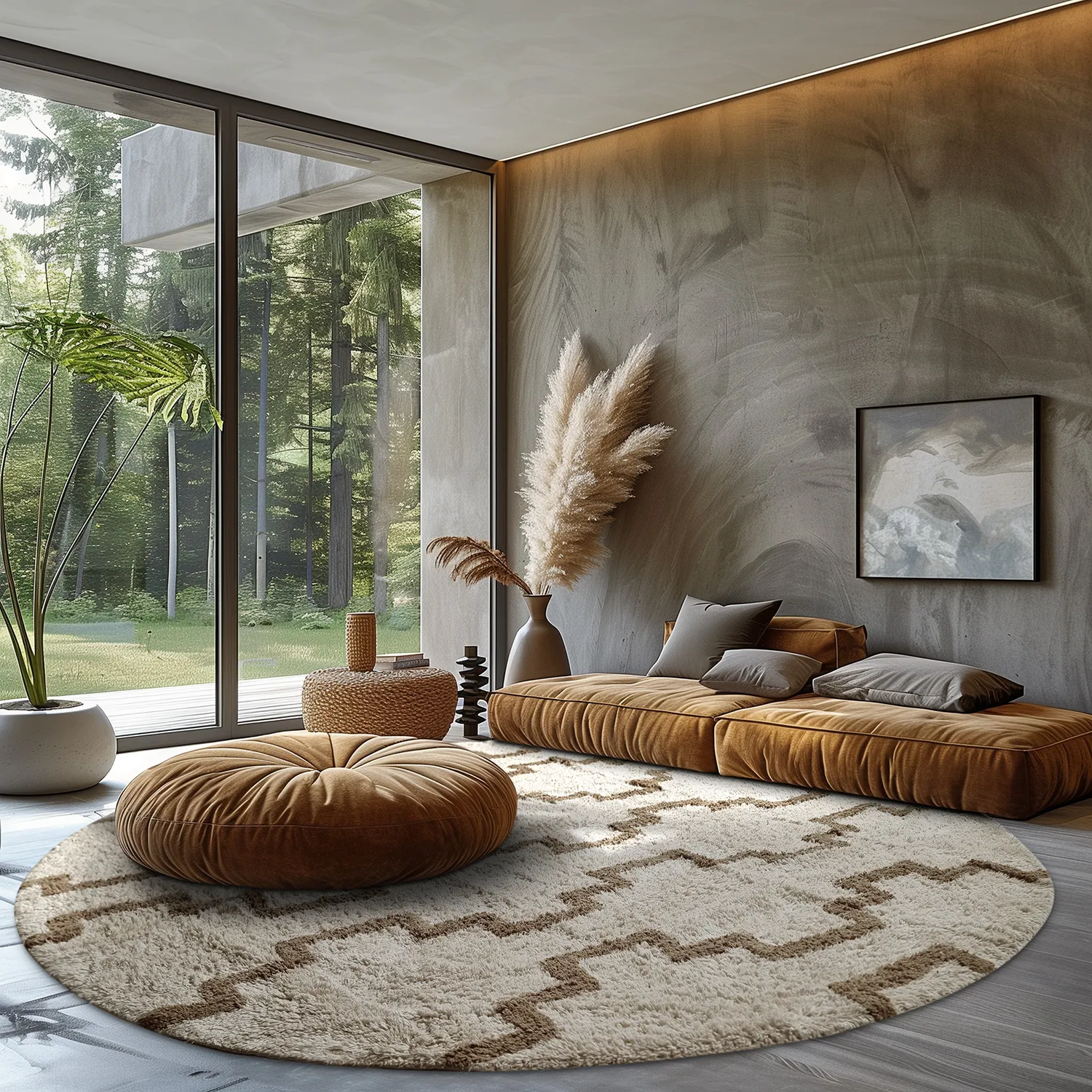 Ronde vloerkleden - Arlon Natural Cotton Shaggy (beige)