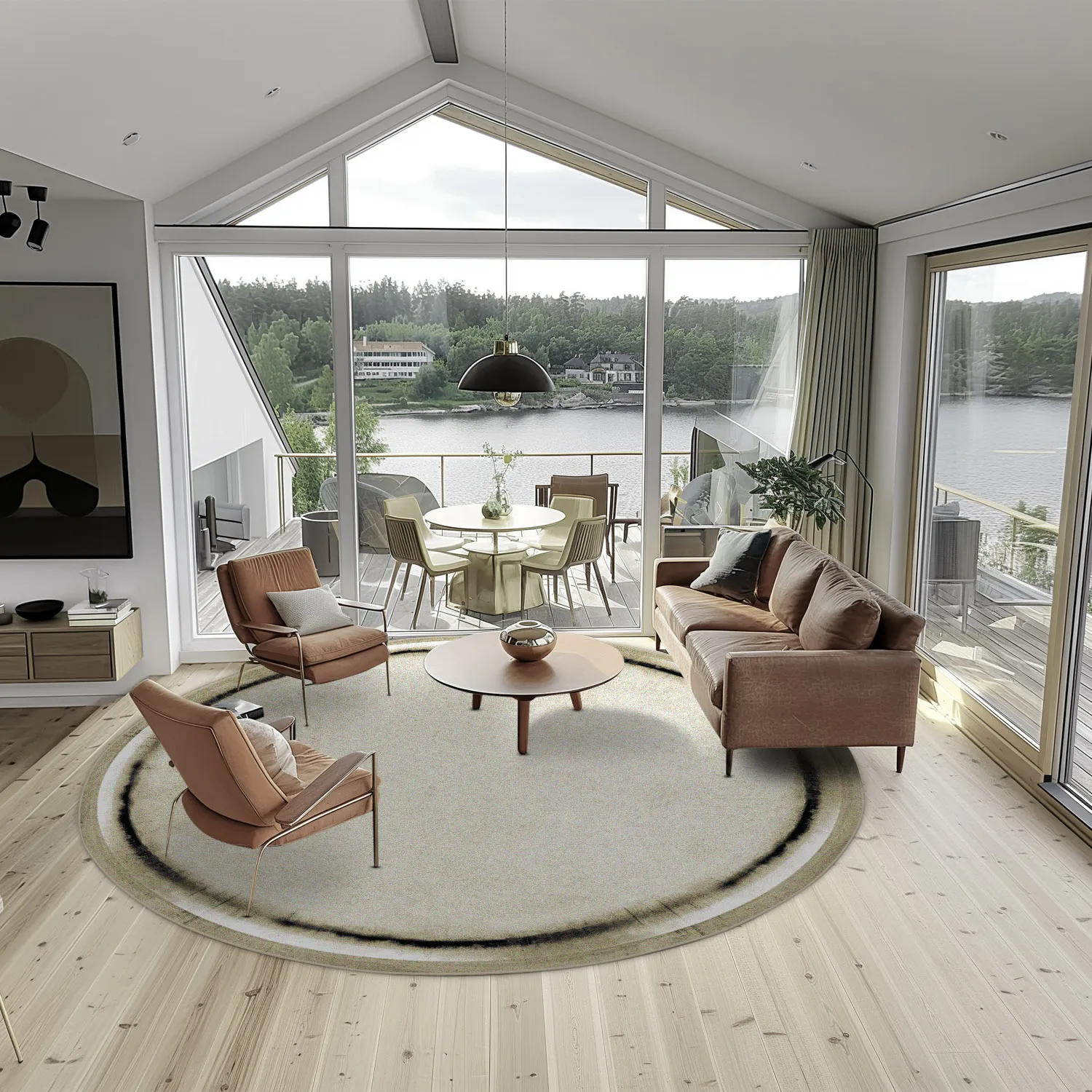 Rond vloerkleed - Arriate (beige/grijs)