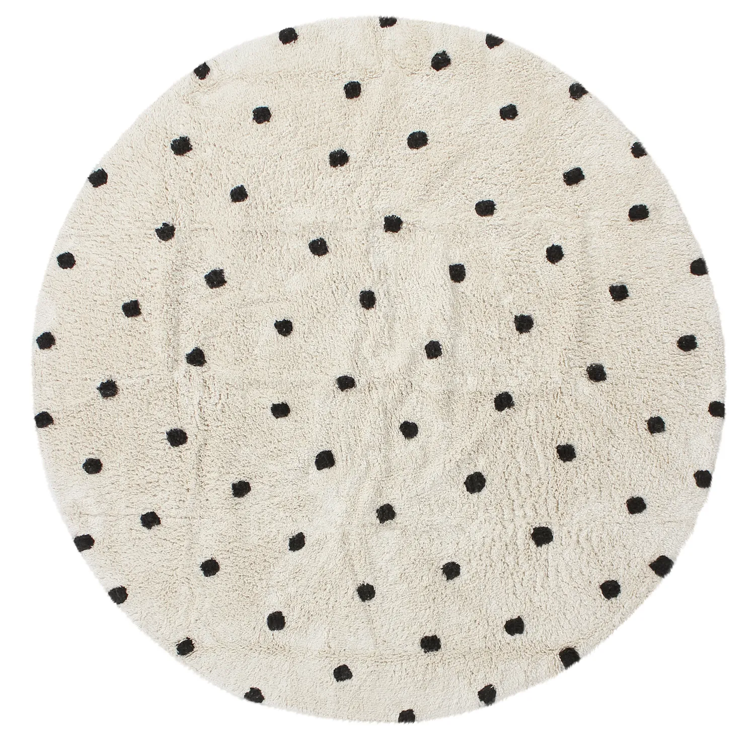 Ronde vloerkleden - Belle Natural Cotton Shaggy (offwhite/zwart)