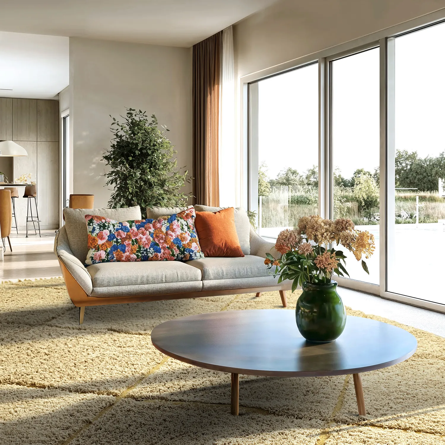 Hoogpolig vloerkleed - Bellevue Natural Cotton Shaggy (beige/bruin)