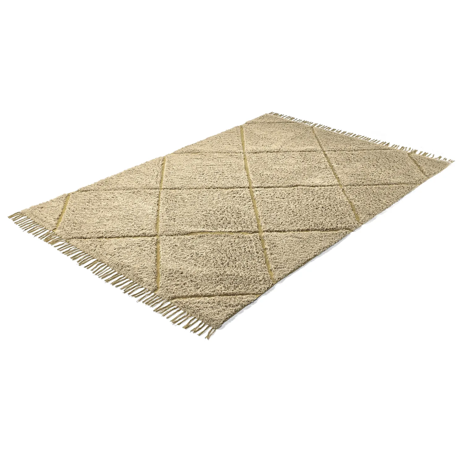 Hoogpolig vloerkleed - Bellevue Natural Cotton Shaggy (beige/bruin)