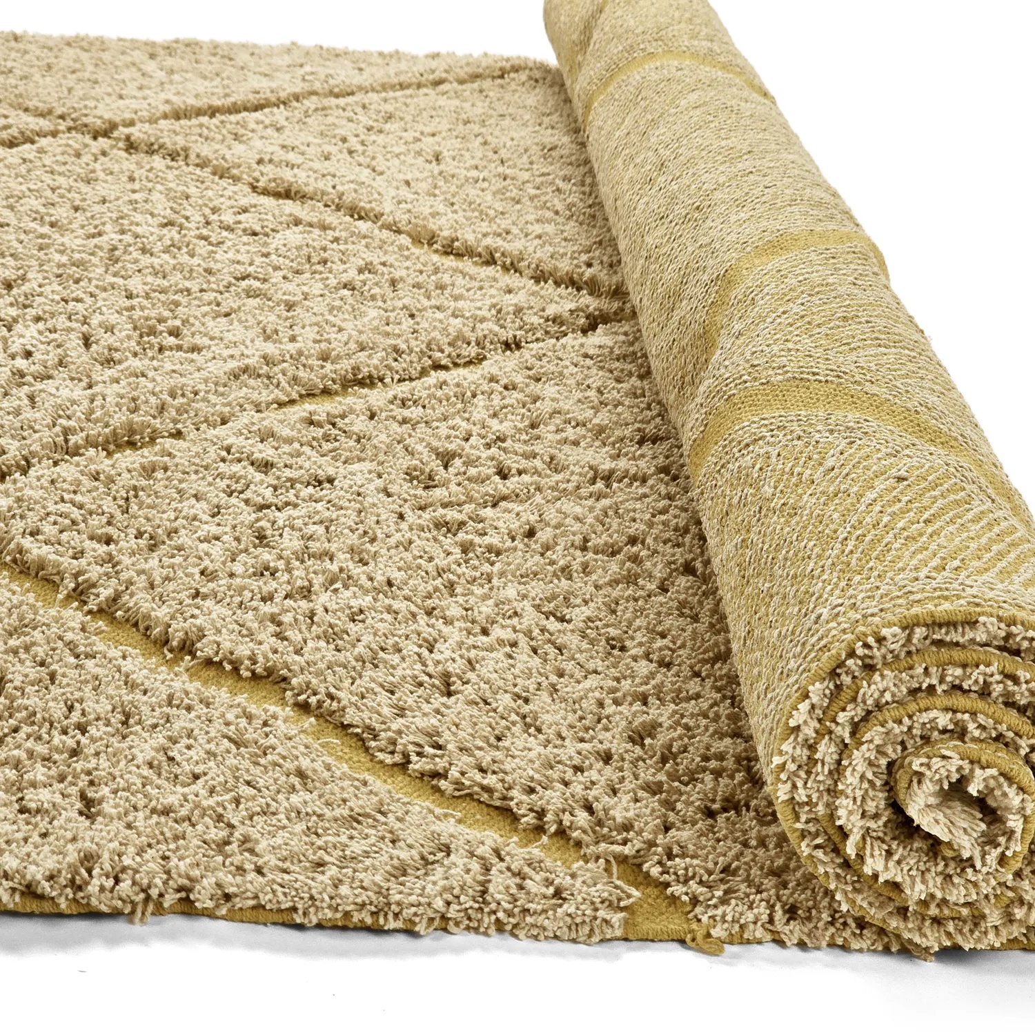 Hoogpolig vloerkleed - Bellevue Natural Cotton Shaggy (beige/bruin)