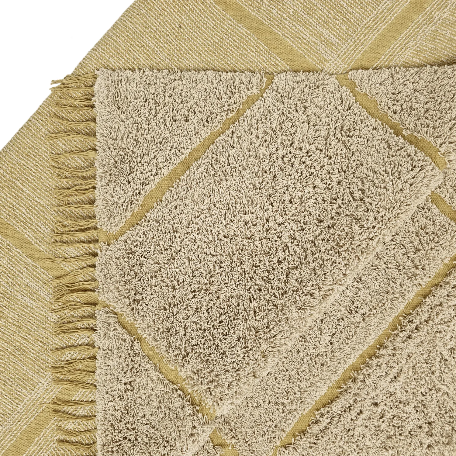 Hoogpolig vloerkleed - Bellevue Natural Cotton Shaggy (beige/bruin)