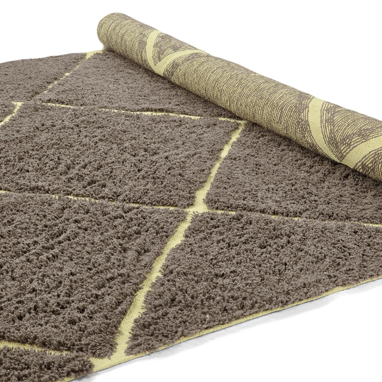 Hoogpolig vloerkleed - Bellevue Natural Cotton Shaggy (bruin/geel)
