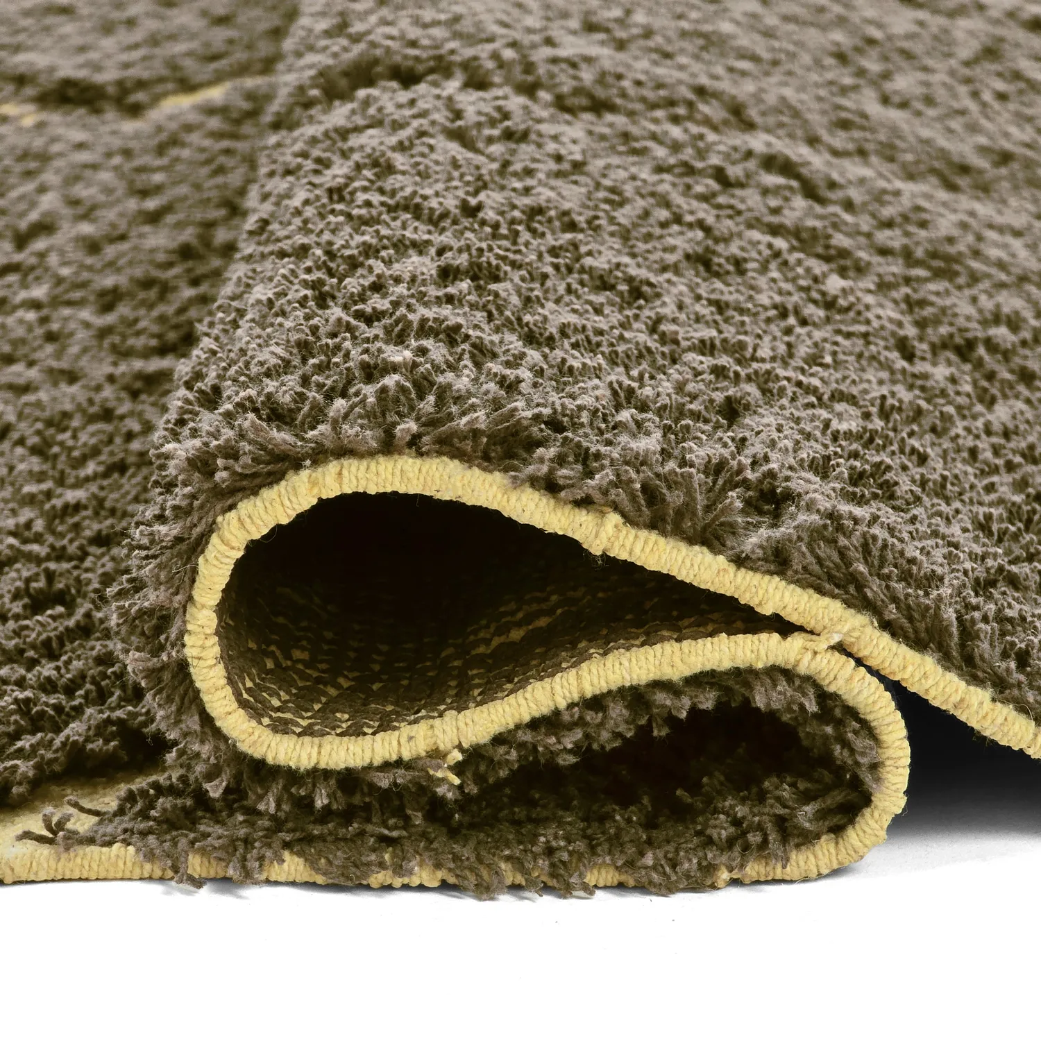 Hoogpolig vloerkleed - Bellevue Natural Cotton Shaggy (bruin/geel)