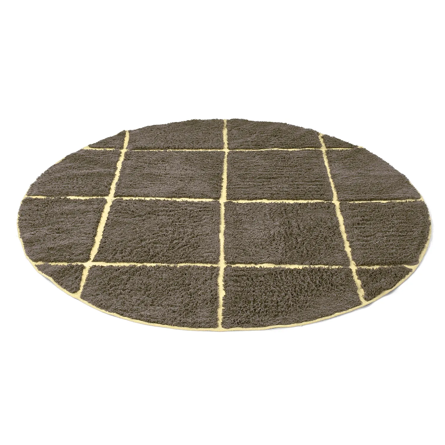 Ronde vloerkleden - Bellevue Natural Cotton Shaggy (bruin/geel)