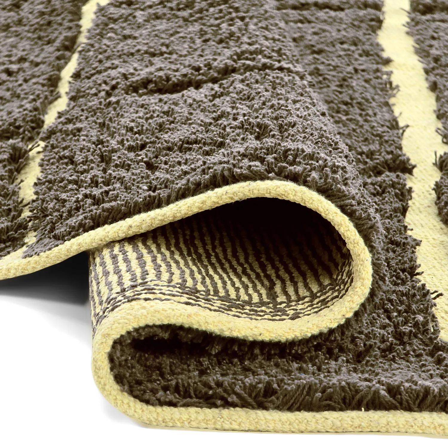 Ronde vloerkleden - Bellevue Natural Cotton Shaggy (bruin/geel)