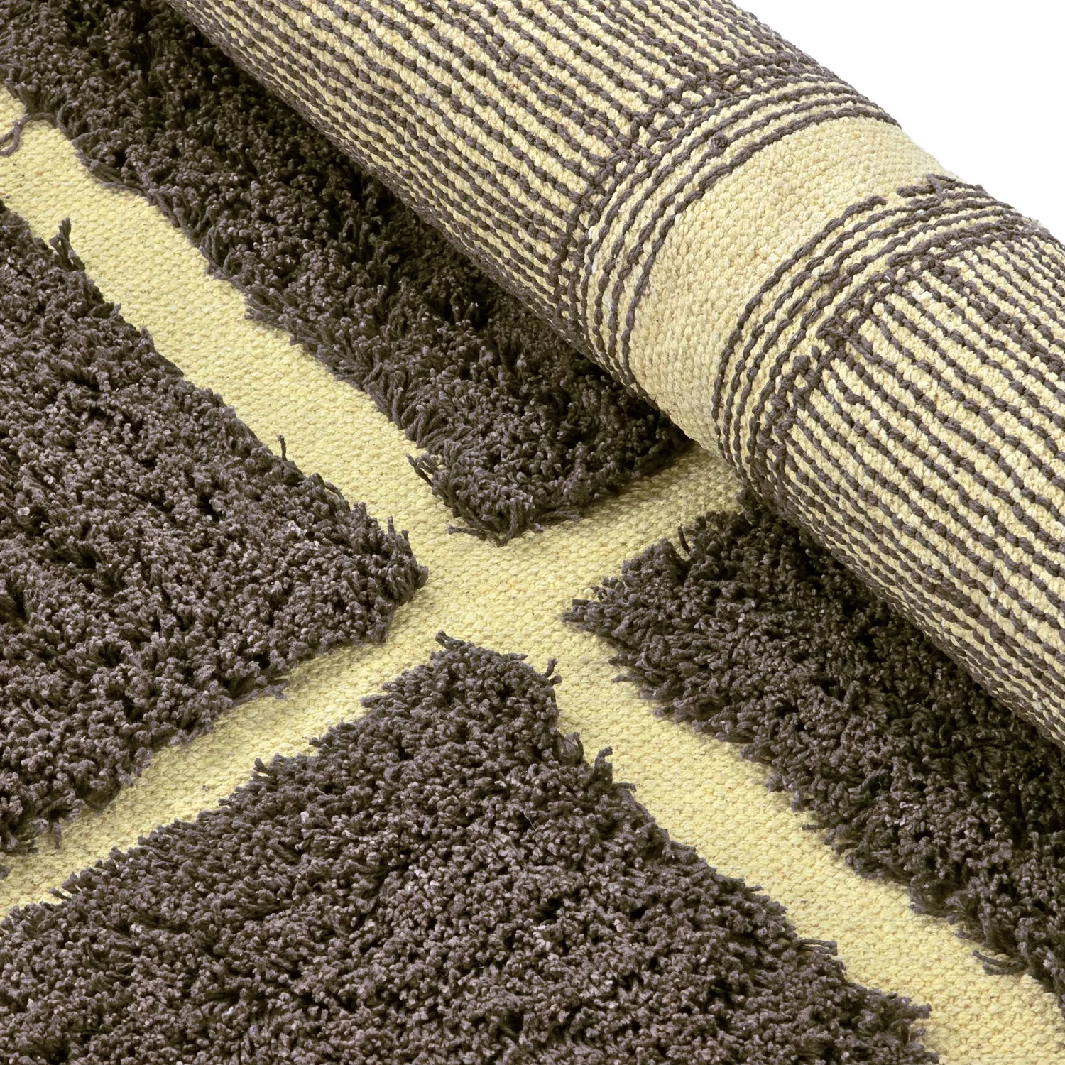 Ronde vloerkleden - Bellevue Natural Cotton Shaggy (bruin/geel)