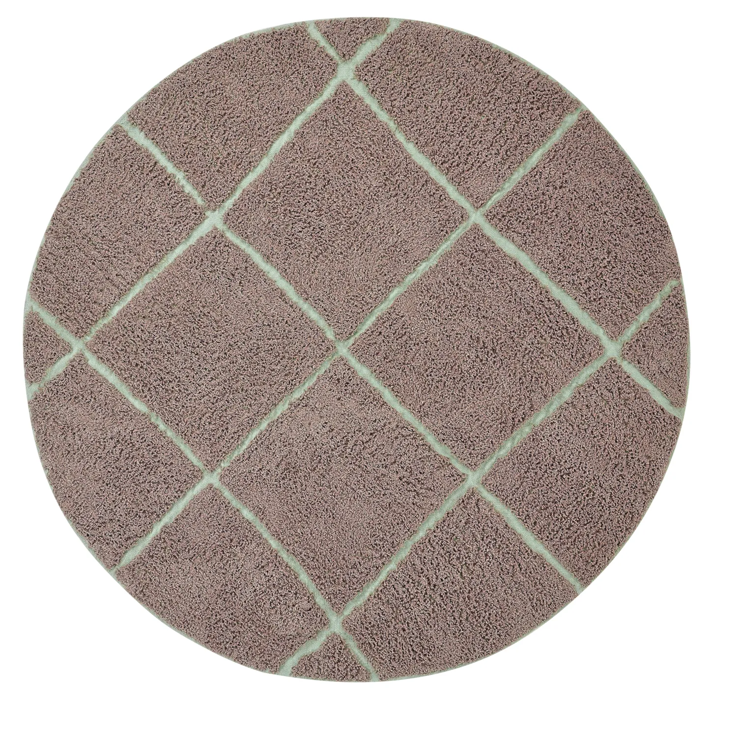 Ronde vloerkleden - Bellevue Natural Cotton Shaggy (taupe/groen)