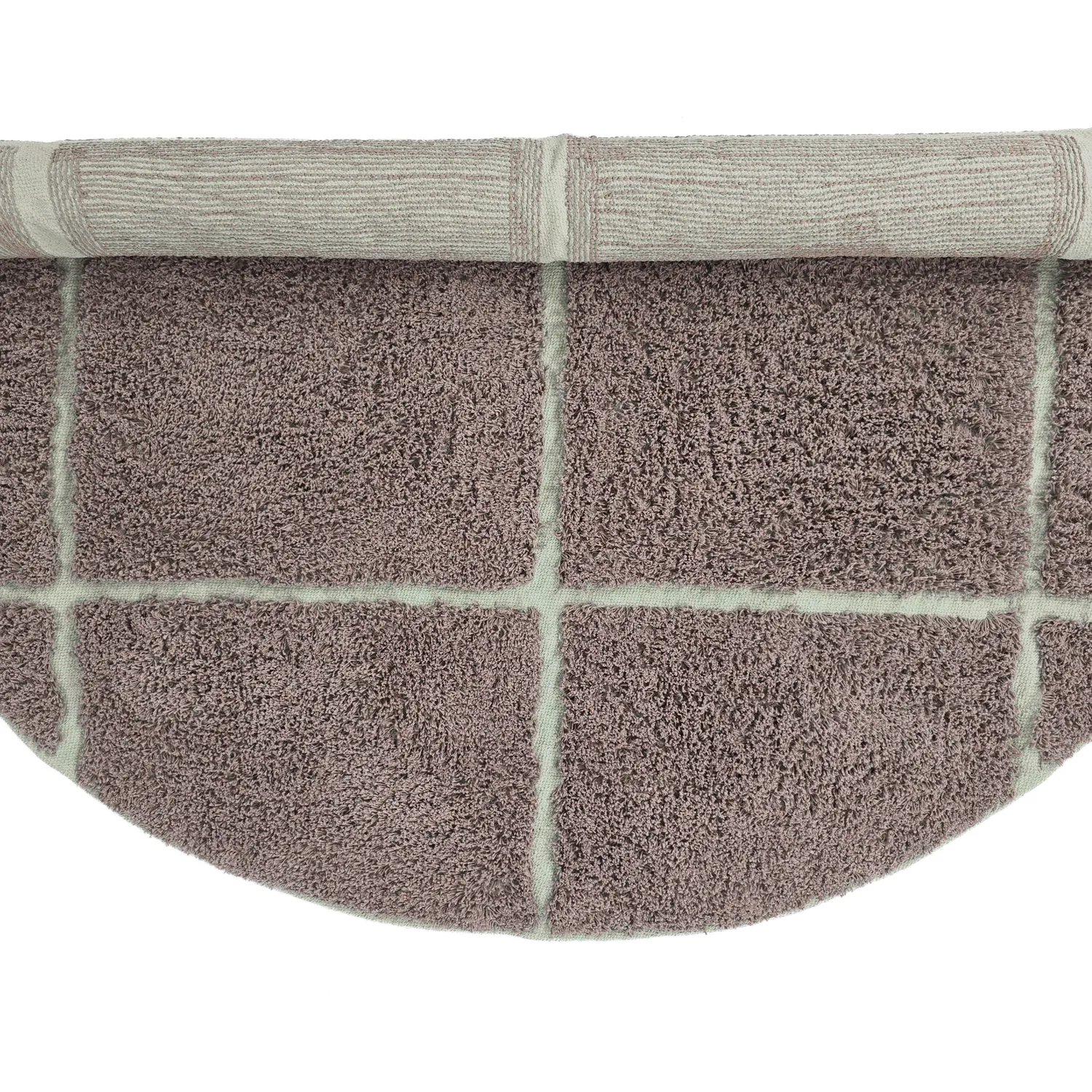Ronde vloerkleden - Bellevue Natural Cotton Shaggy (taupe/groen)