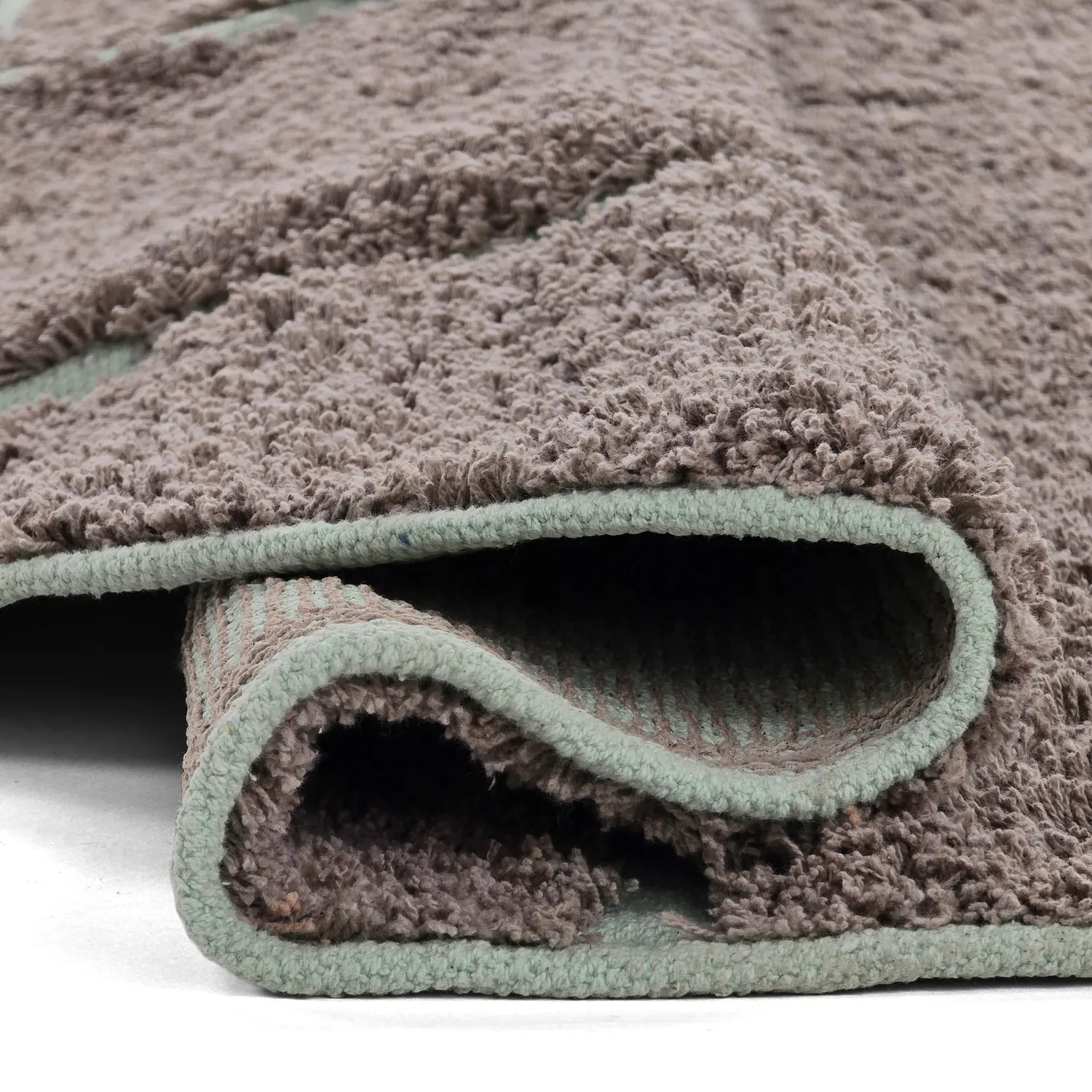 Ronde vloerkleden - Bellevue Natural Cotton Shaggy (taupe/groen)