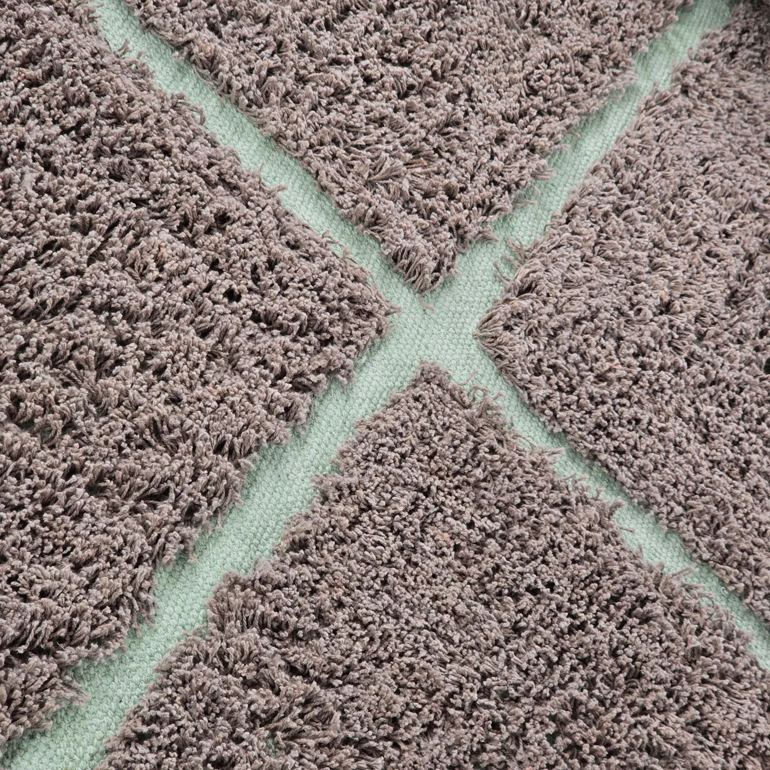 Ronde vloerkleden - Bellevue Natural Cotton Shaggy (taupe/groen)