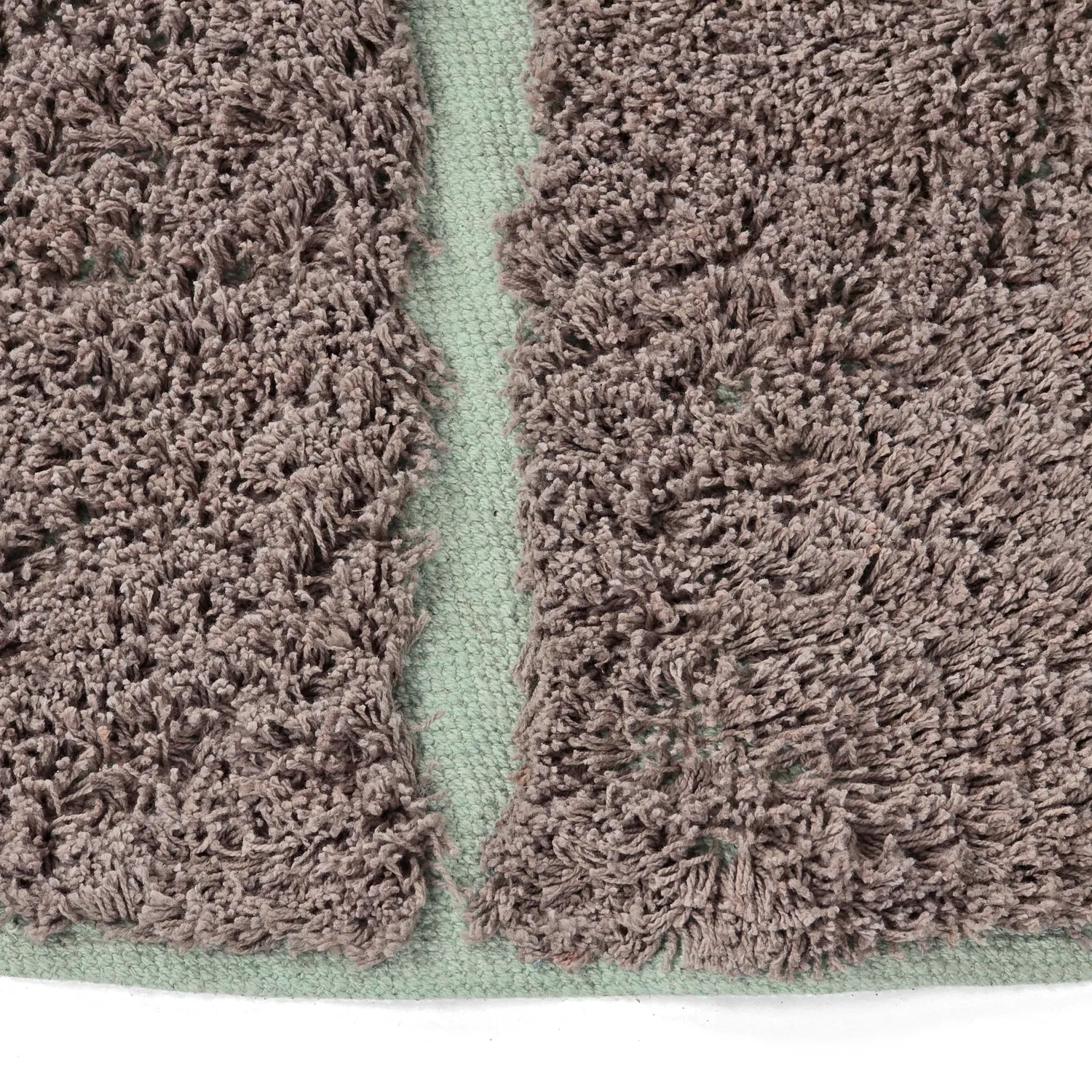 Ronde vloerkleden - Bellevue Natural Cotton Shaggy (taupe/groen)