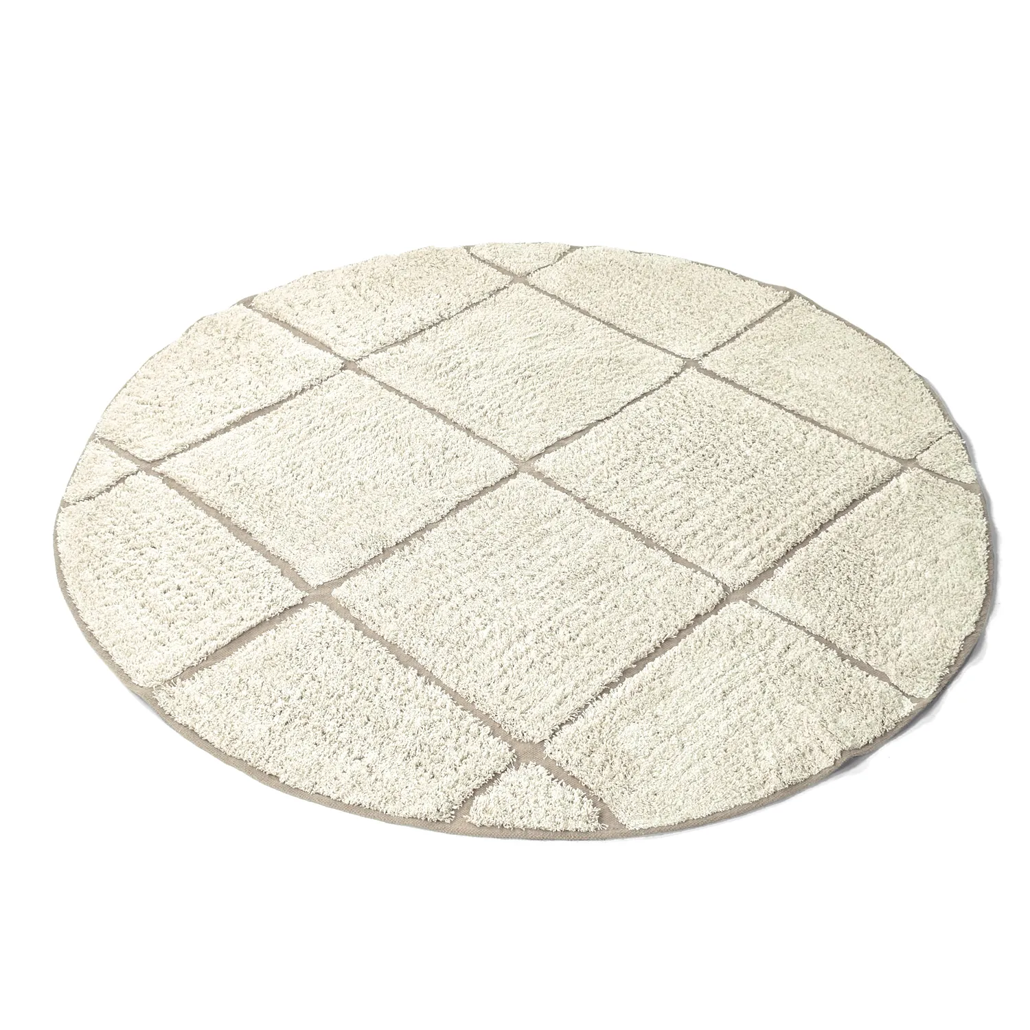 Ronde vloerkleden - Bellevue Natural Cotton Shaggy (gebroken wit/beige)