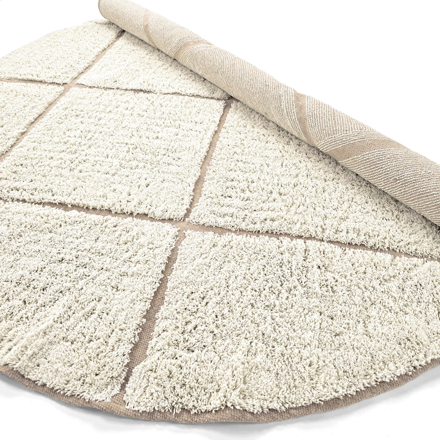 Ronde vloerkleden - Bellevue Natural Cotton Shaggy (gebroken wit/beige)