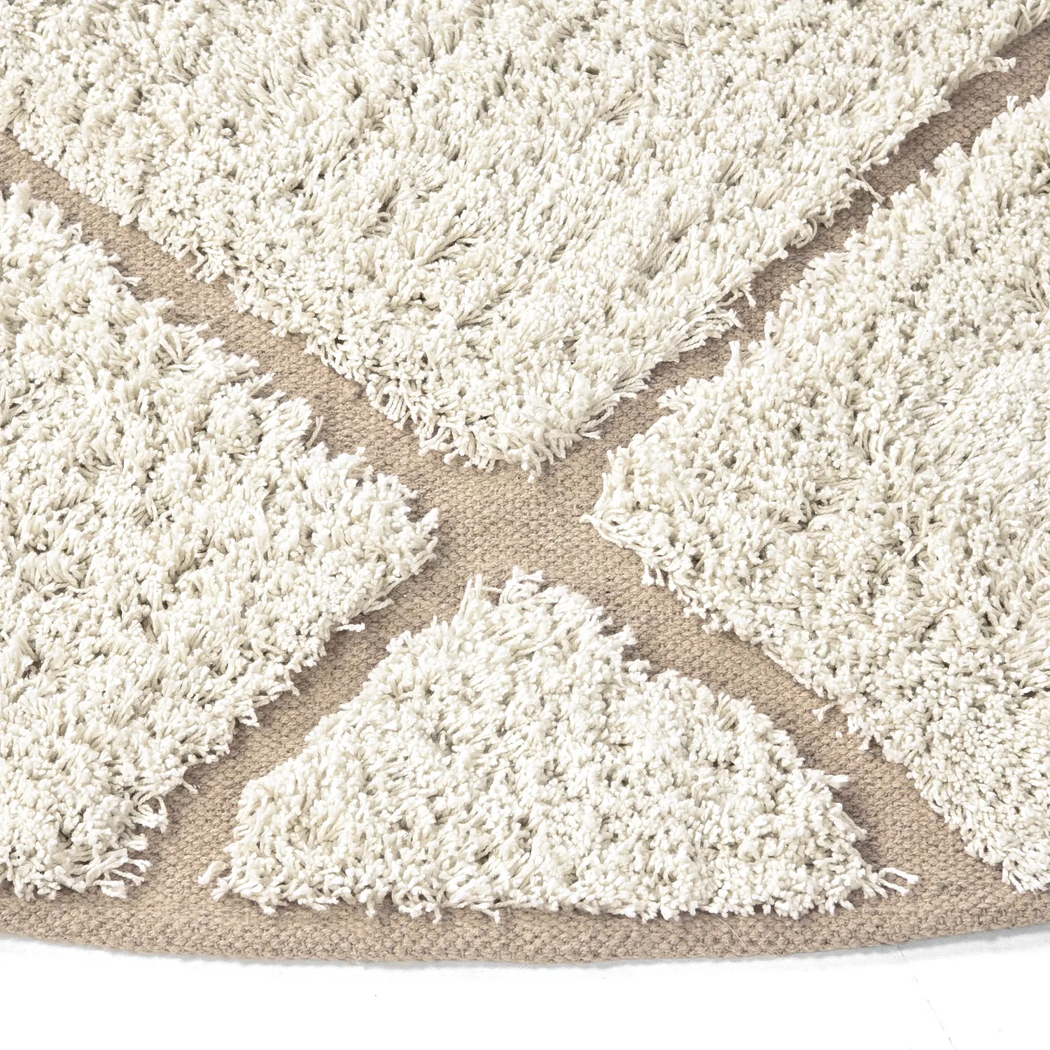 Ronde vloerkleden - Bellevue Natural Cotton Shaggy (gebroken wit/beige)