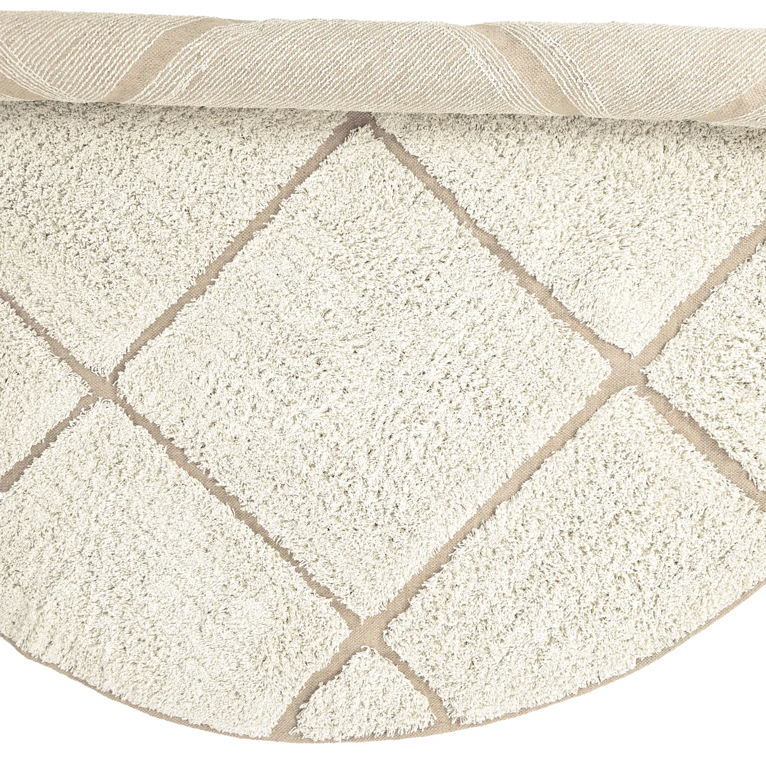 Ronde vloerkleden - Bellevue Natural Cotton Shaggy (gebroken wit/beige)