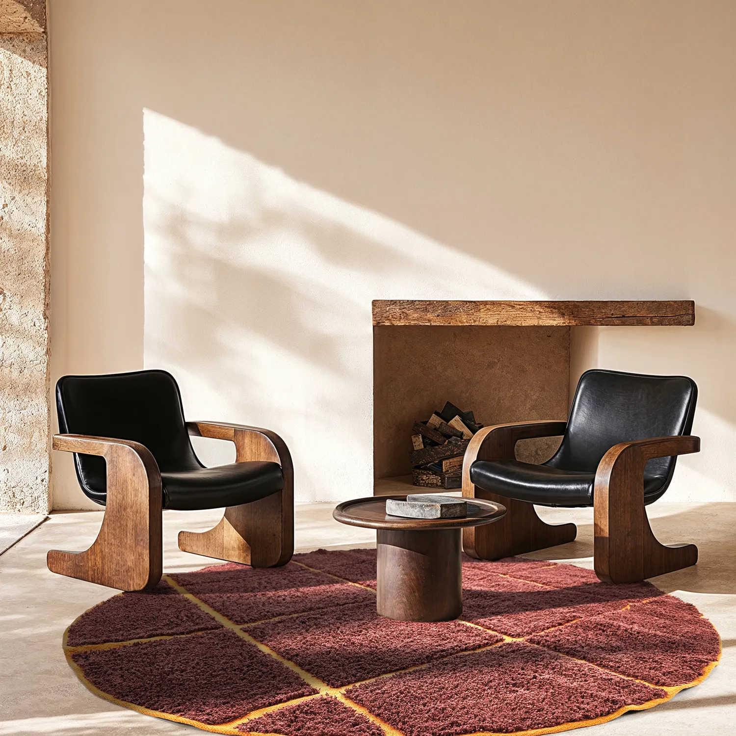 Ronde vloerkleden - Bellevue Natural Cotton Shaggy (rood/oranje)