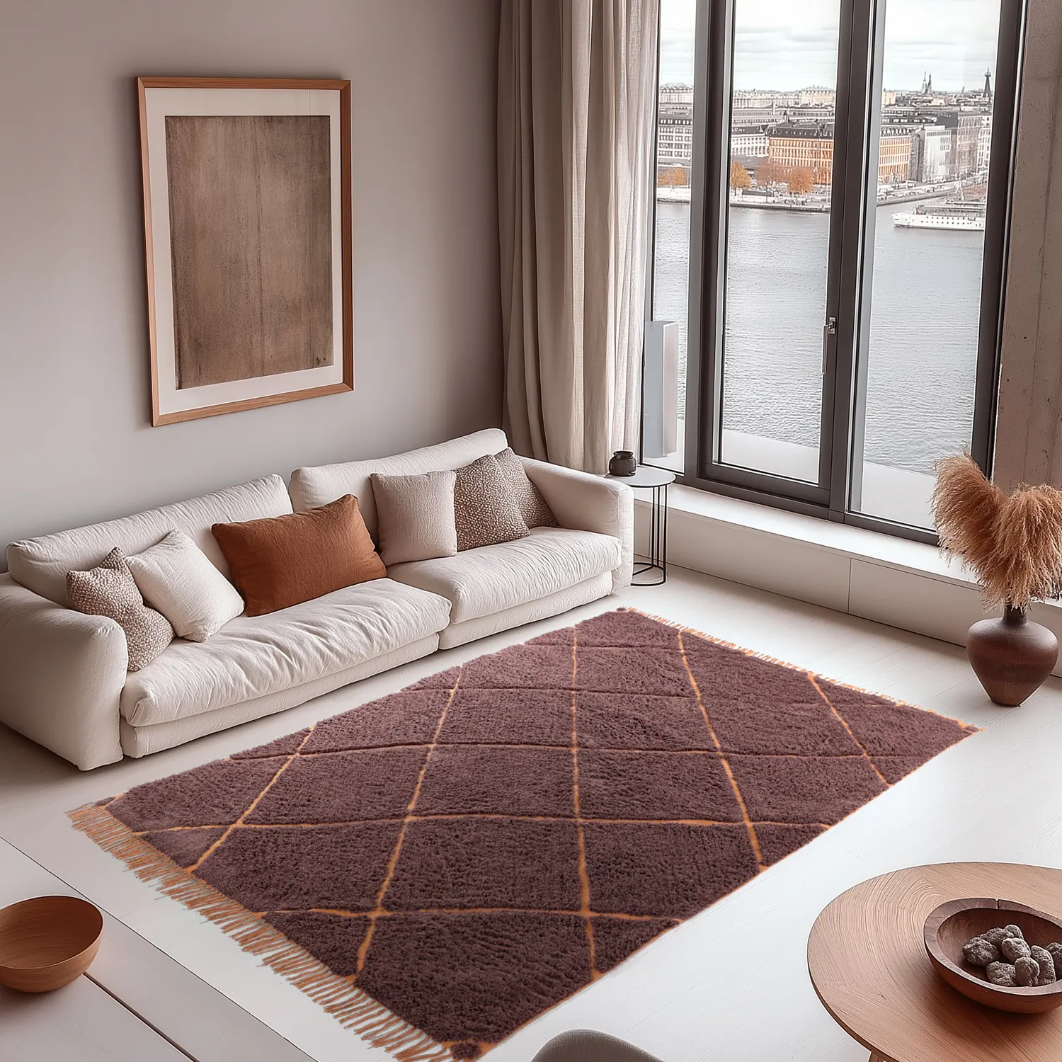 Hoogpolig vloerkleed - Bellevue Natural Cotton Shaggy (rood/oranje)