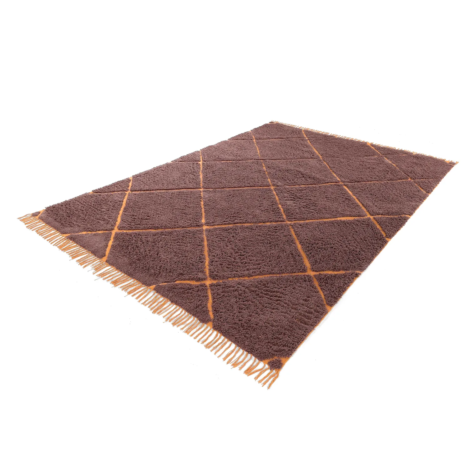 Hoogpolig vloerkleed - Bellevue Natural Cotton Shaggy (rood/oranje)