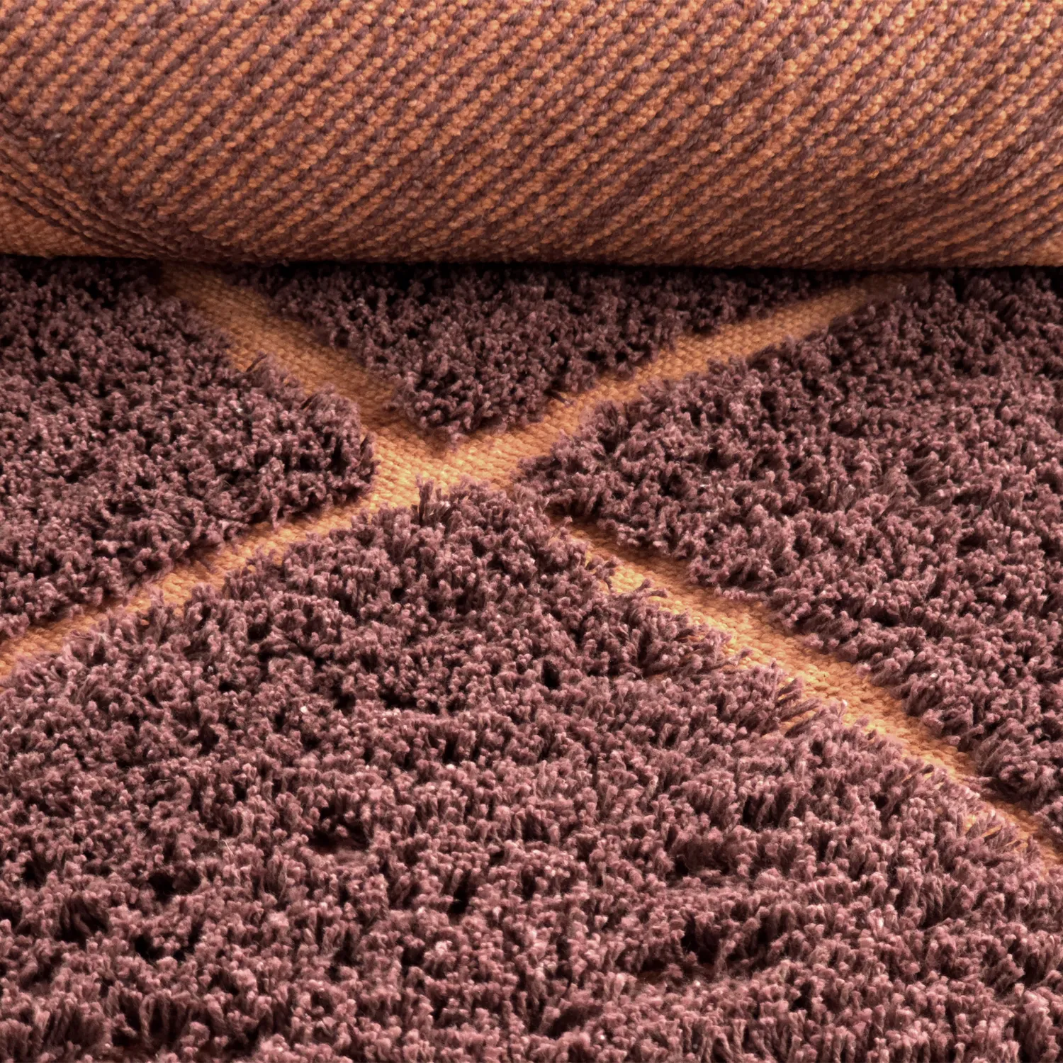 Hoogpolig vloerkleed - Bellevue Natural Cotton Shaggy (rood/oranje)