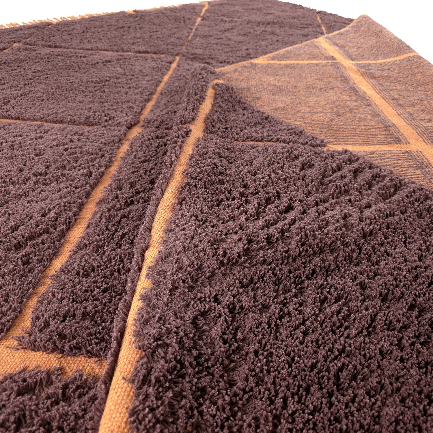 Hoogpolig vloerkleed - Bellevue Natural Cotton Shaggy (rood/oranje)