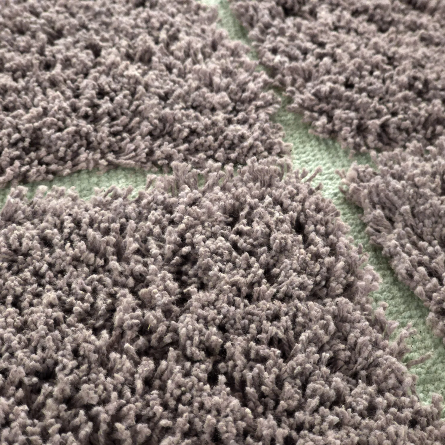 Hoogpolig vloerkleed - Bellevue Natural Cotton Shaggy (taupe/groen)