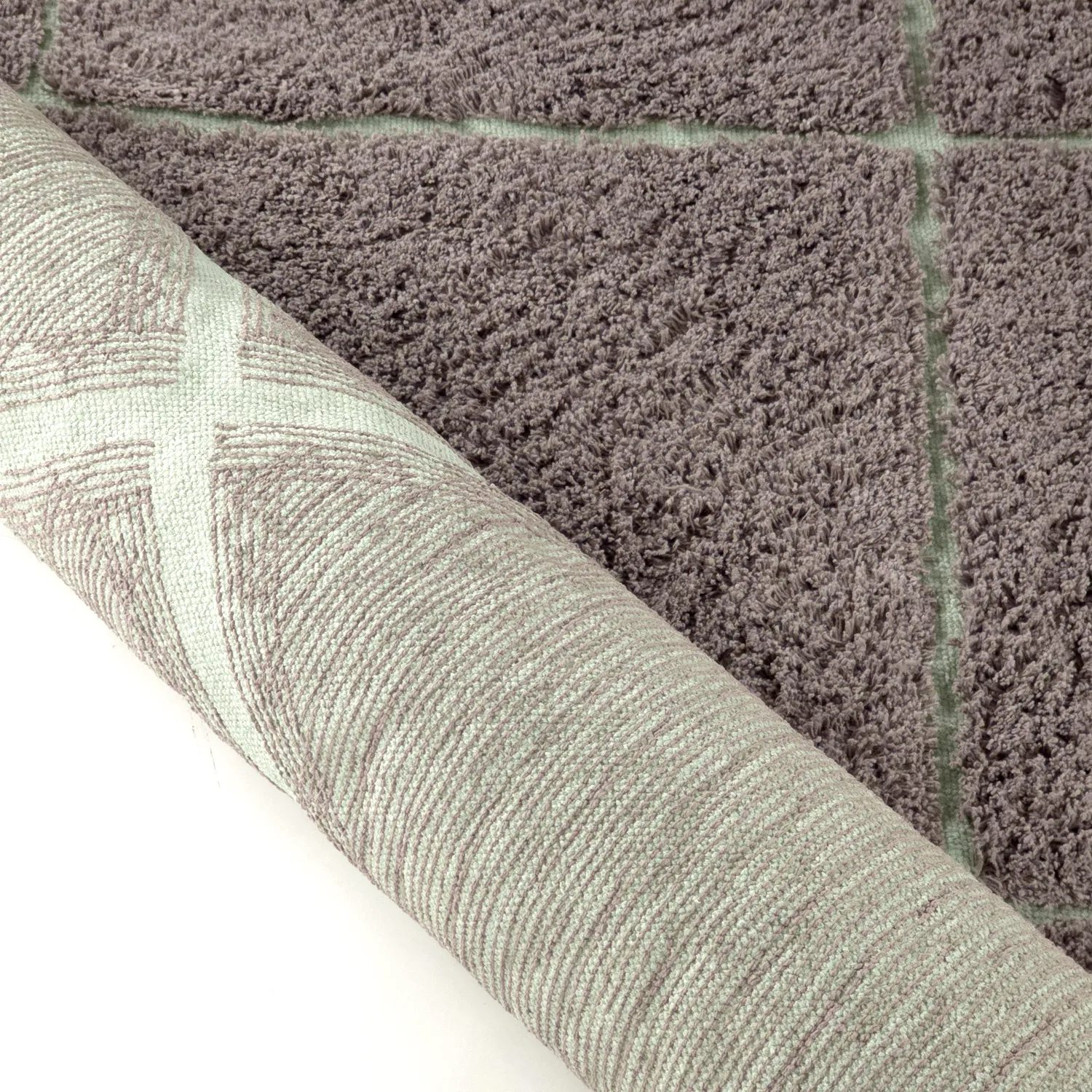 Hoogpolig vloerkleed - Bellevue Natural Cotton Shaggy (taupe/groen)