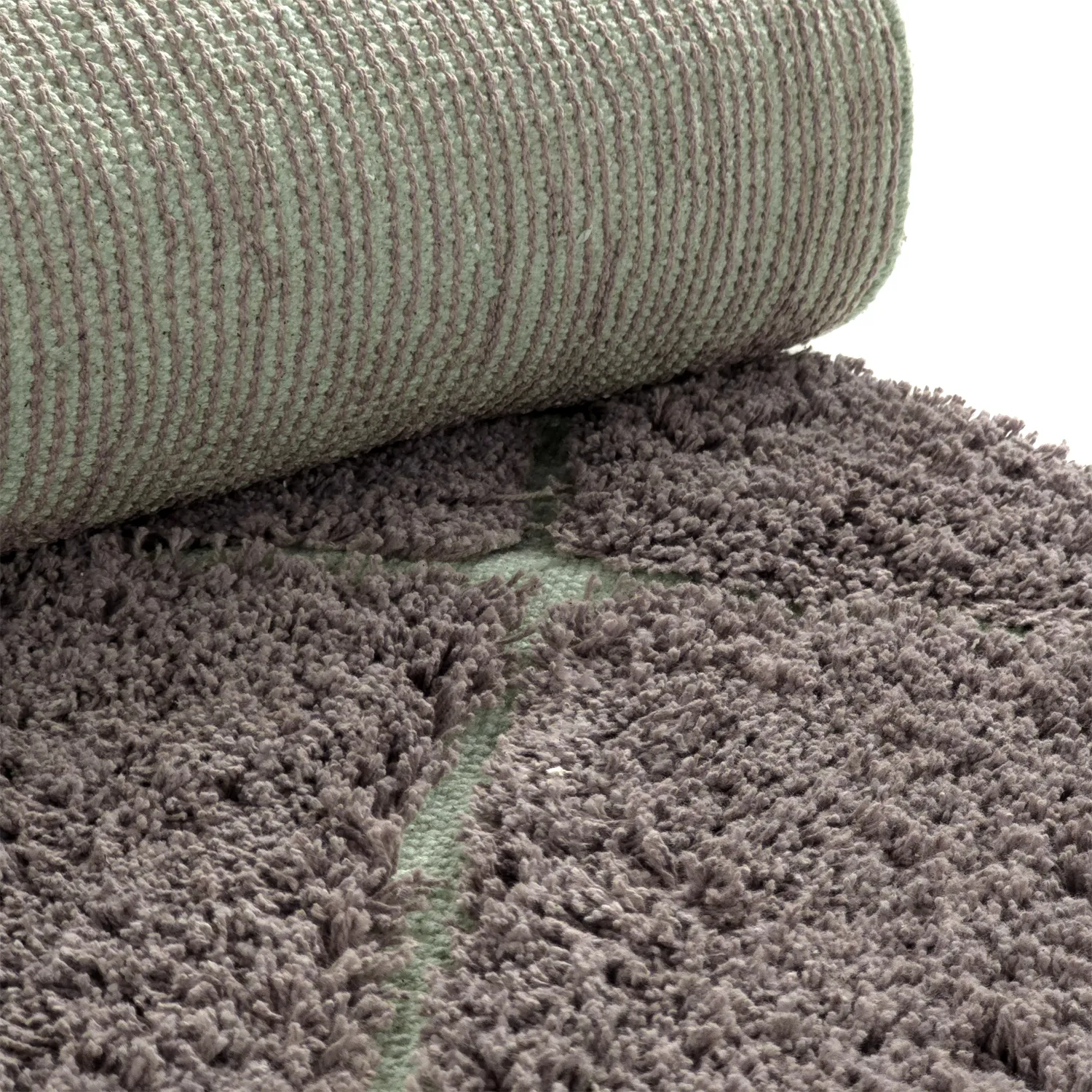 Hoogpolig vloerkleed - Bellevue Natural Cotton Shaggy (taupe/groen)
