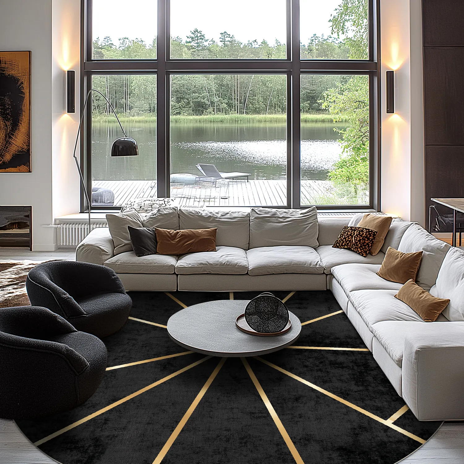 Rond vloerkleed - Bellizzi (zwart)