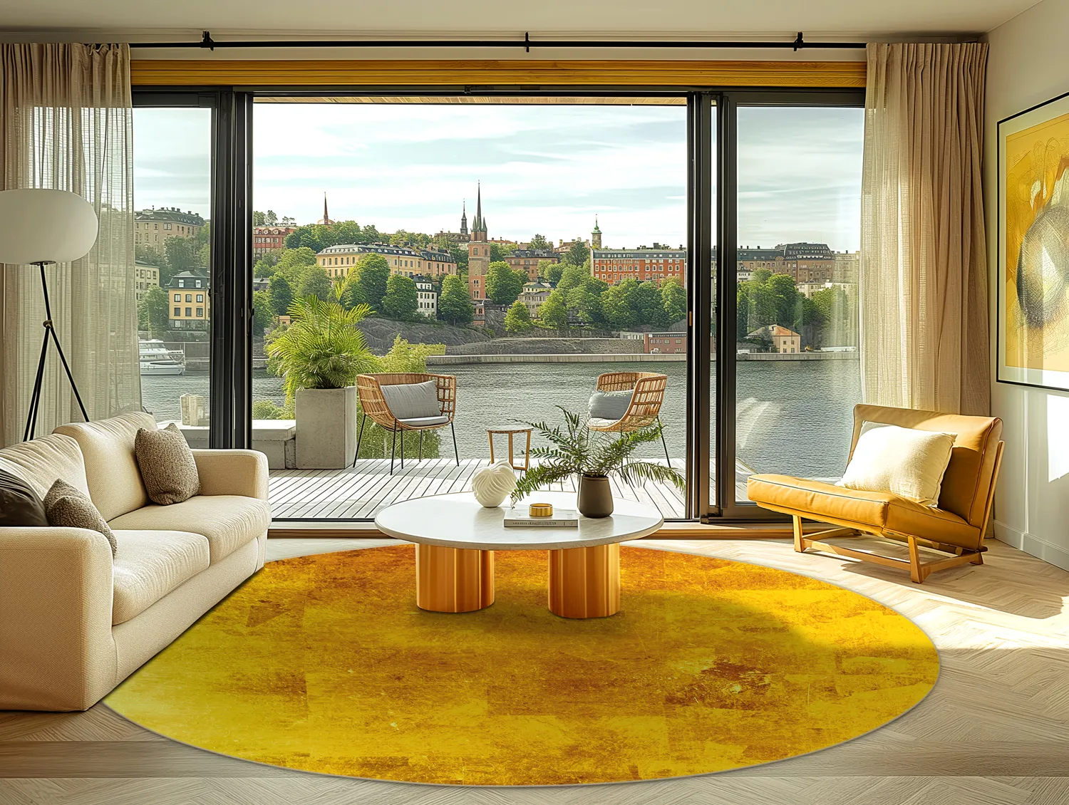 Rond vloerkleed - Benali (goud)