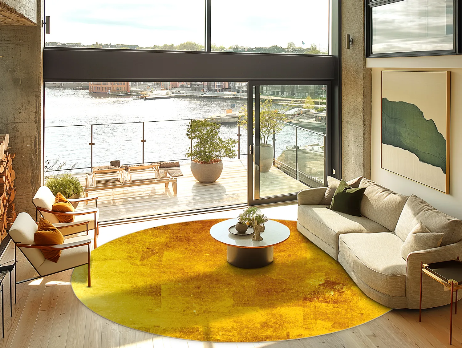 Rond vloerkleed - Benali (goud)