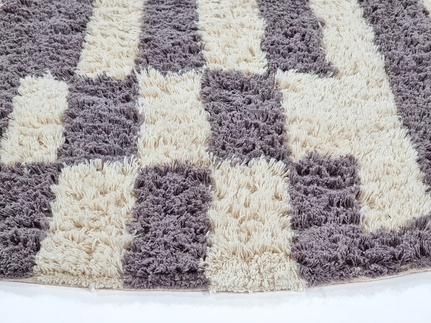 Ronde vloerkleden - Bergamo Natural Cotton Shaggy (grijs/wit)