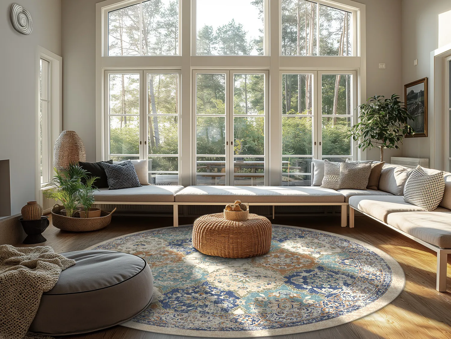 Rond vloerkleed - Bohemia (blauw/multi)