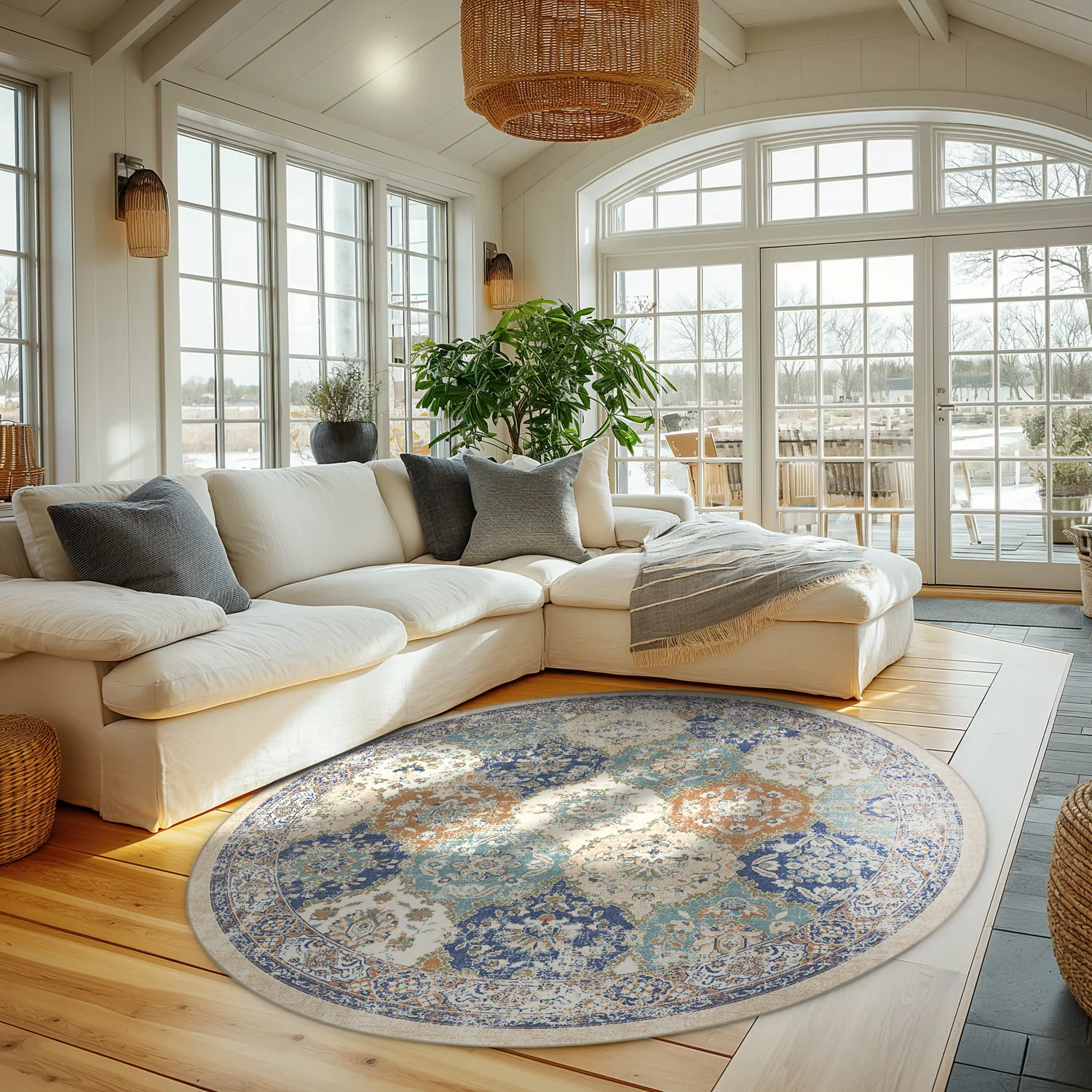 Rond vloerkleed - Bohemia (blauw/multi)