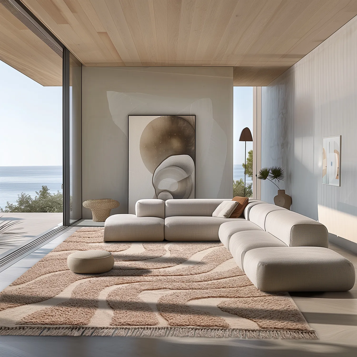 Hoogpolig vloerkleed - Bonnie Natural Cotton Shaggy (beige)