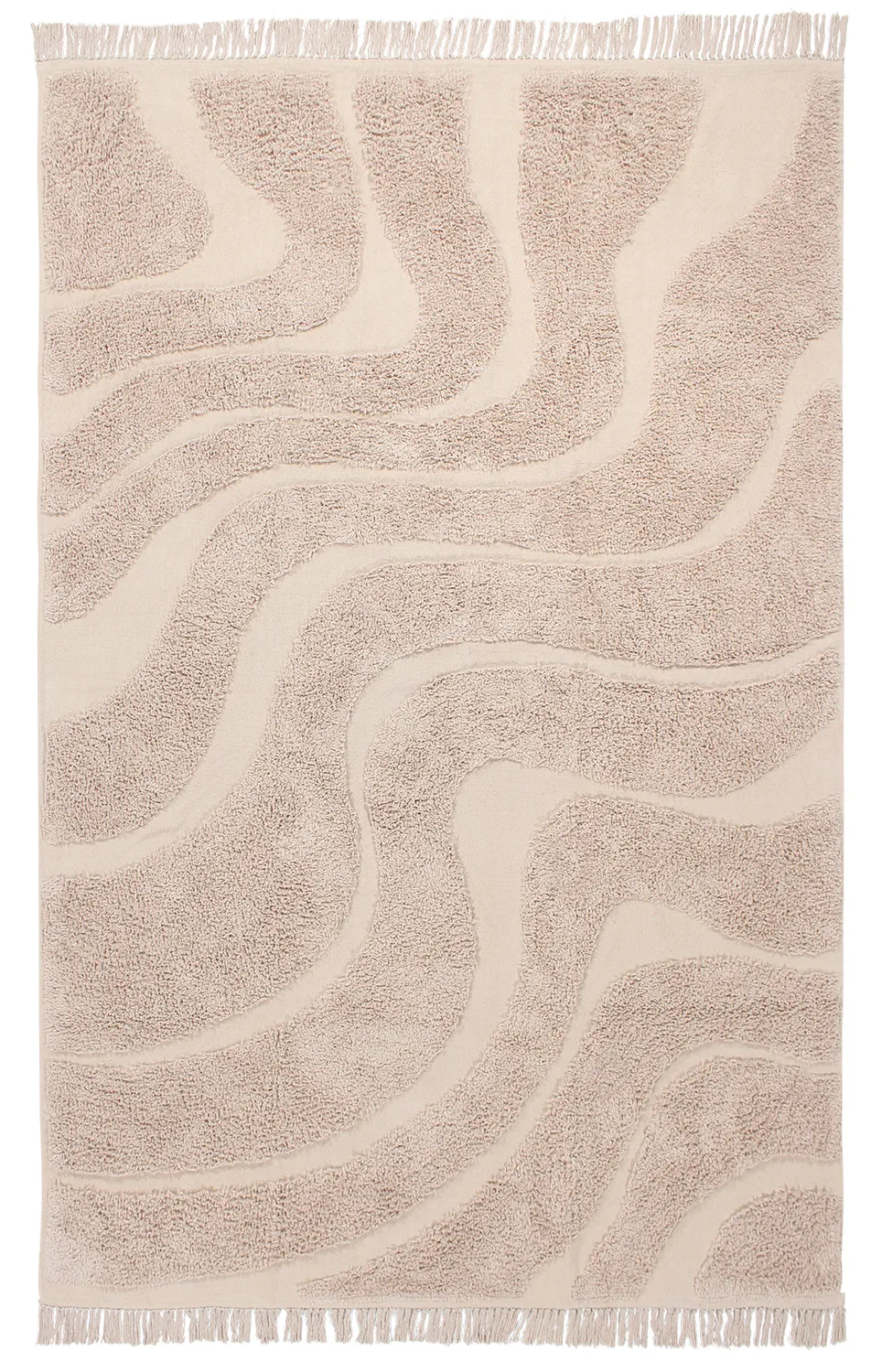 Hoogpolig vloerkleed - Bonnie Natural Cotton Shaggy (beige)